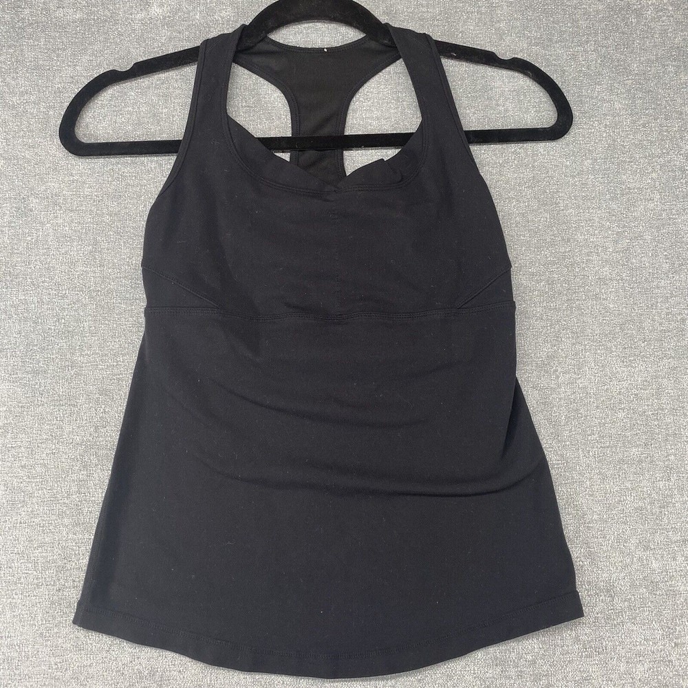 Lululemon Womens Black Wrap V Neck Built In Bra Shelf Athletic Tank Top No Size